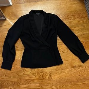 J.Crew Drapey Faux-Wrap Black Top in 365 Crepe Size 0